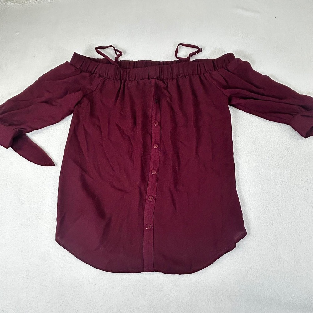 IN San Francisco Off Shoulder Top Womens Small Burgundy‎ Boho